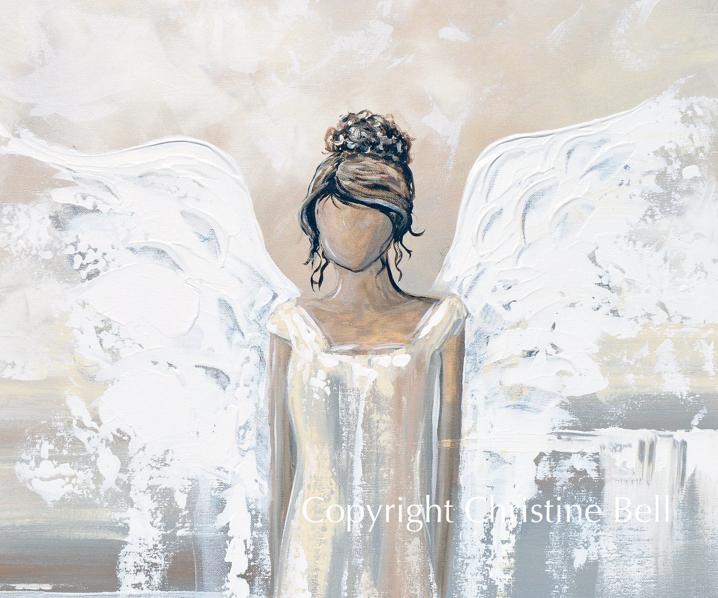 "Bringing Peace and Love" GICLEE PRINT Abstract Angel Painting Elegant Guardian Angel