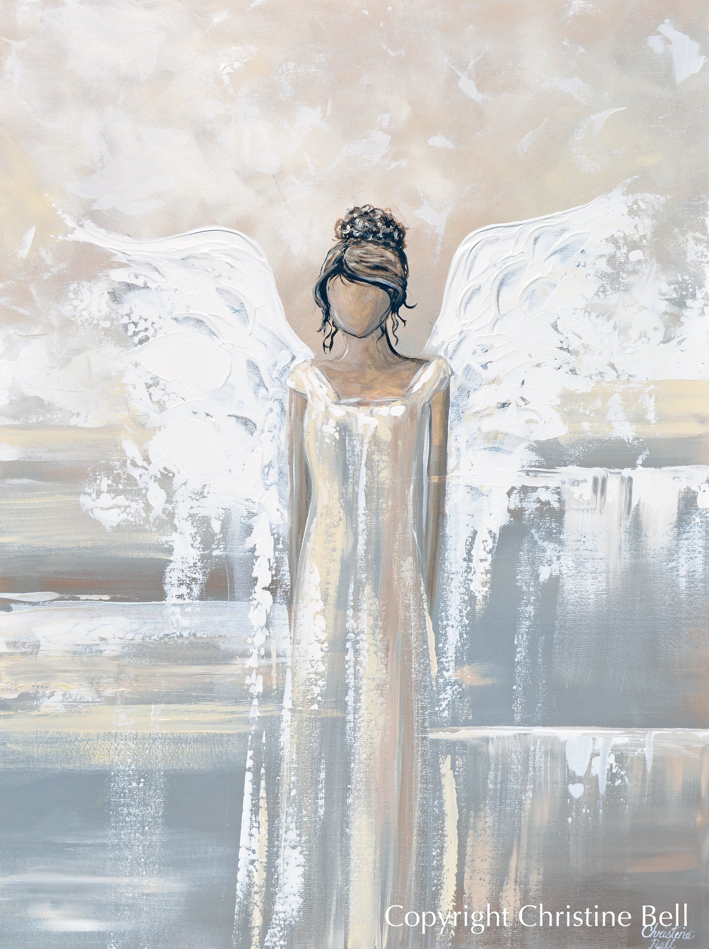 "Bringing Peace and Love" SPECIAL RELEASE GICLEE PRINT Abstract Angel Painting Elegant Guardian Angel, for Charity