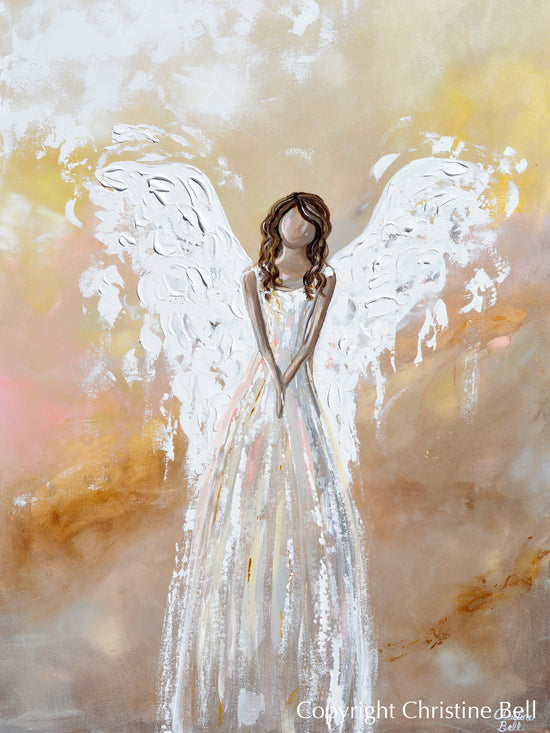 SPECIAL RELEASE GICLEE PRINT "Her Inner Glow" Abstract Angel Painting Guardian Angel Pink