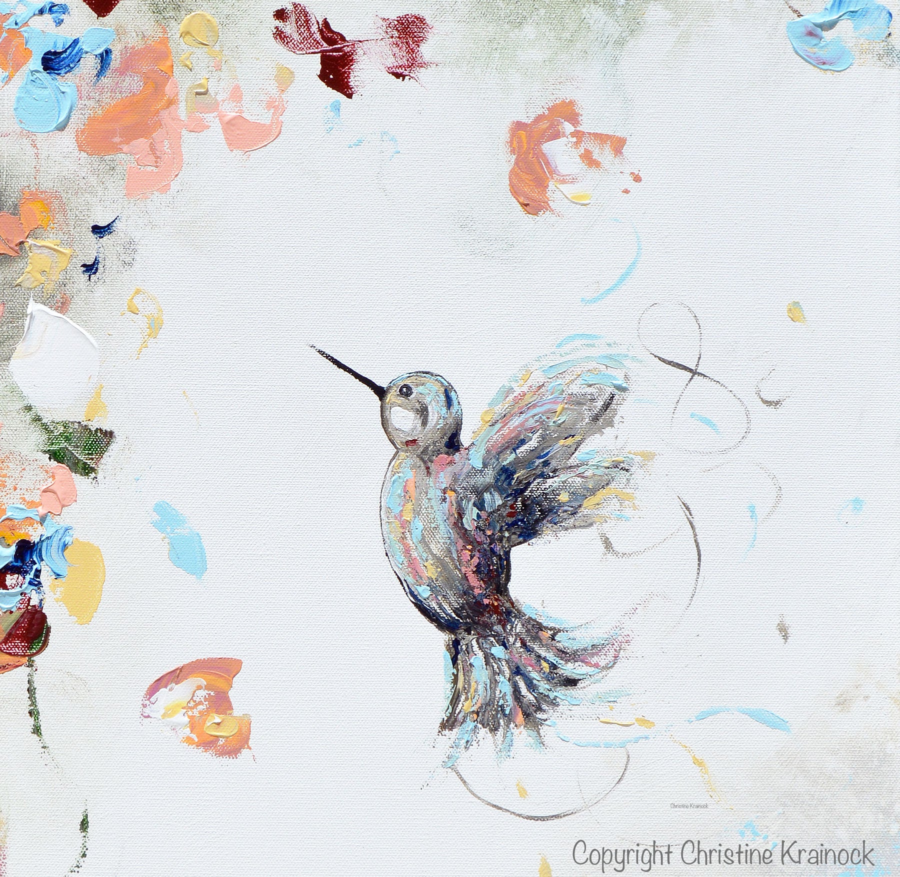 Abstract Hummingbird Paintings and Prints Fine Art Floral Wall Decor ...