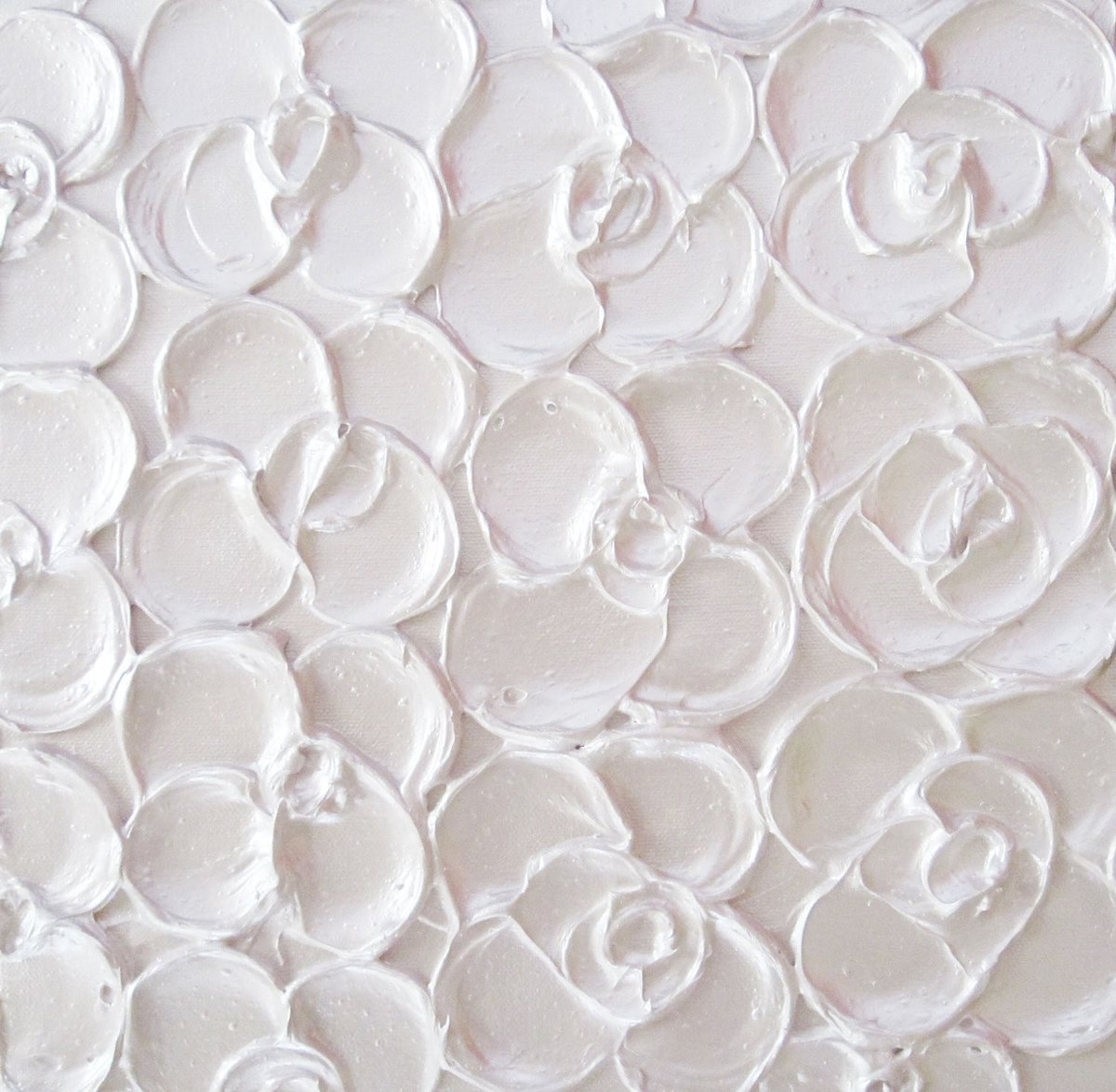 CUSTOM for SHARON Original Painting Abstract Pearl White Textured Floral Sculpted Fine Art 30x30"