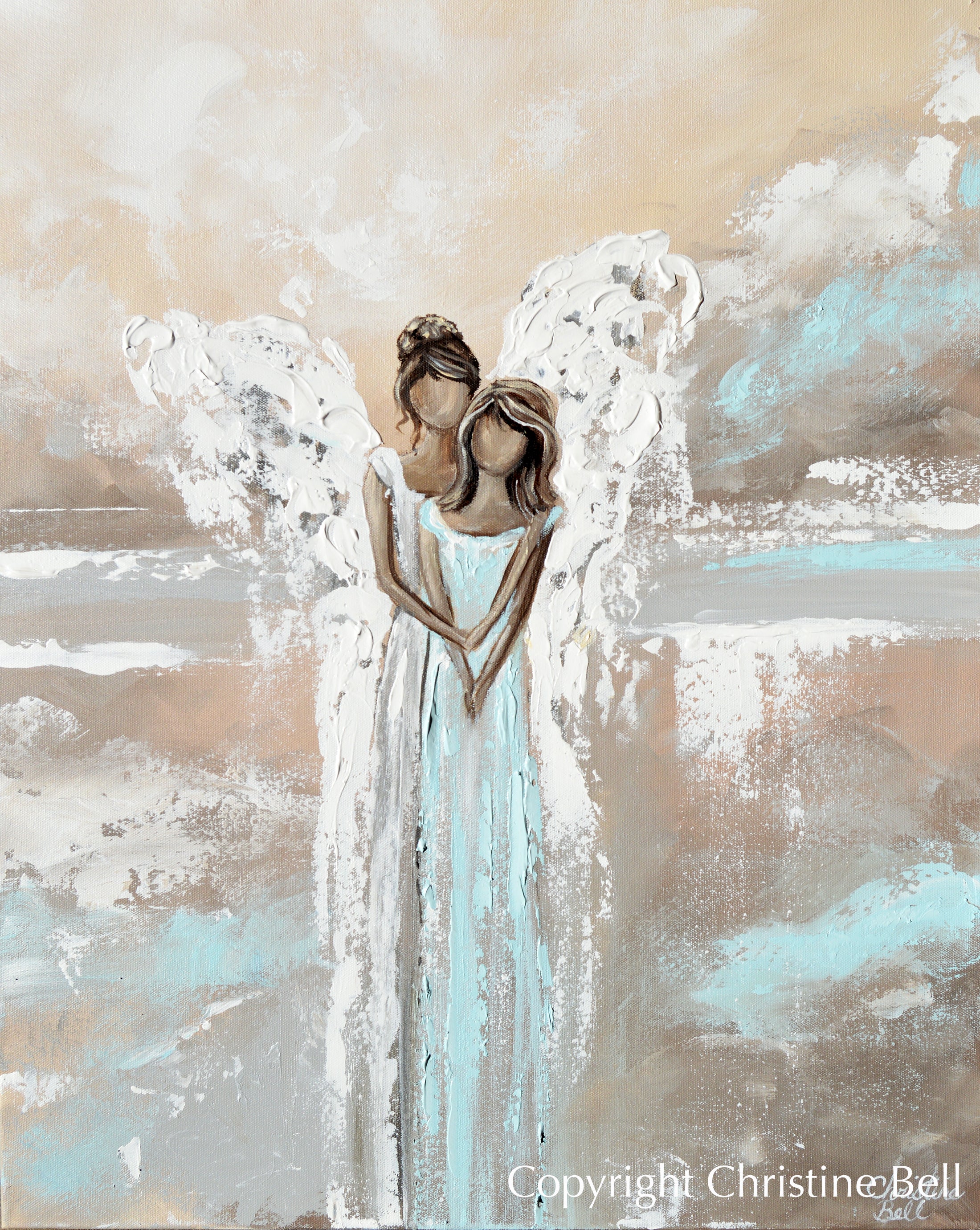 Angel Paintings abstract art guardian angels spiritual wall art decor ...