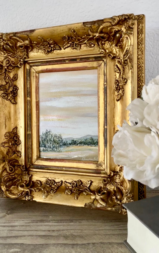 Original Oil Painting Gold Framed Art Landscape Antique Baroque Frame –  Contemporary Art by Christine