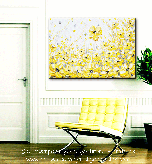 Load image into Gallery viewer, GICLEE PRINT Art Yellow Grey Abstract Painting Modern Coastal Canvas Prints Gold White Wall Decor - Christine Krainock Art - Contemporary Art by Christine - 4
