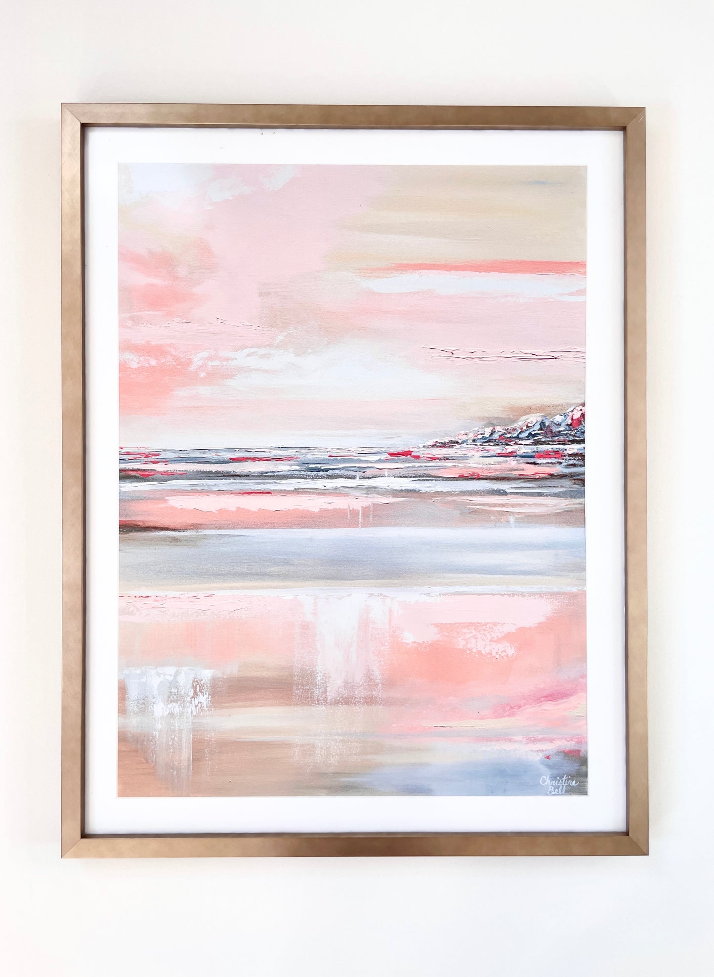 Load image into Gallery viewer, &amp;quot;Romantic Impressions&amp;quot; GICLEE PRINT Art Pink White Grey Beige Coastal Abstract Painting Modern Wall Art
