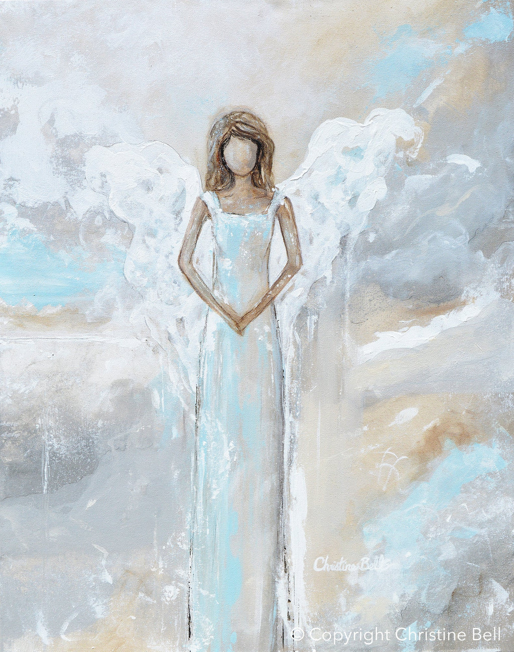GICLEE PRINT Angel Painting Angel of Peace Blue Canvas Wall Art