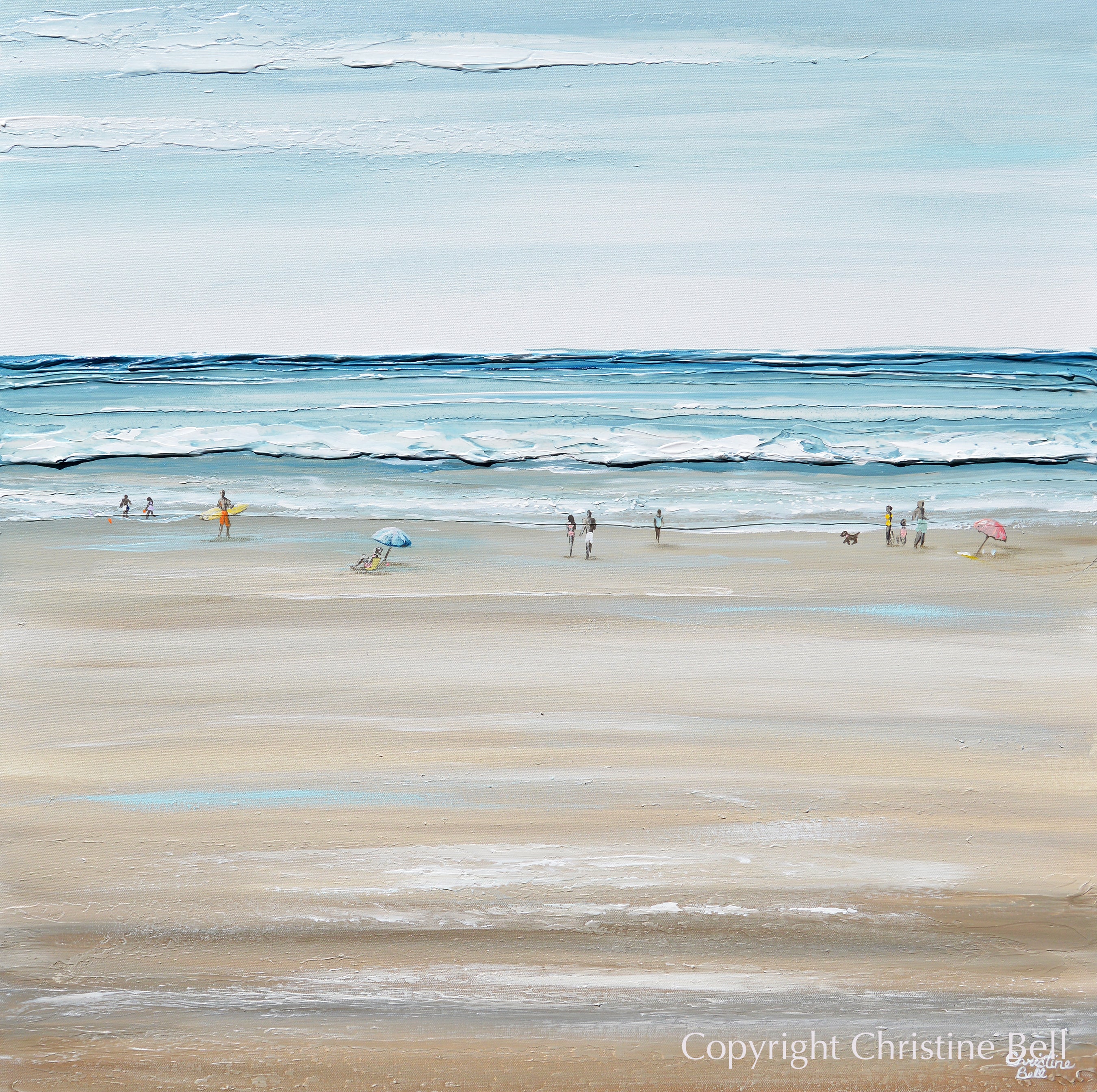 Beach Abstract ORIGINAL Abstract Painting Coastal Beach Art Surfer Ocean Wall Decor ...