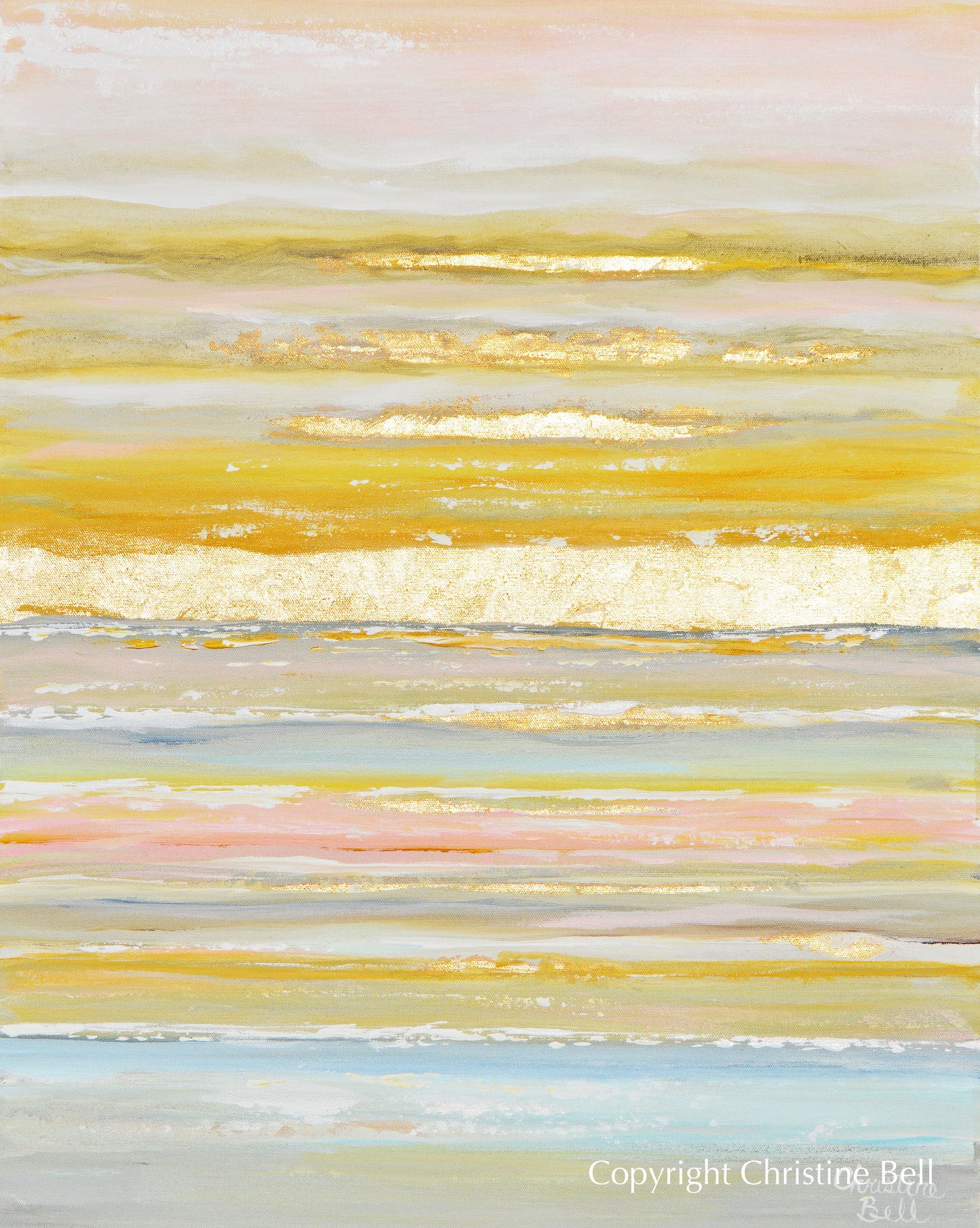 Load image into Gallery viewer, &amp;quot;Daydreams&amp;quot; ORIGINAL Art Coastal Abstract Painting Gold Leaf Pastel Light Blue Pink 24x30&amp;quot;
