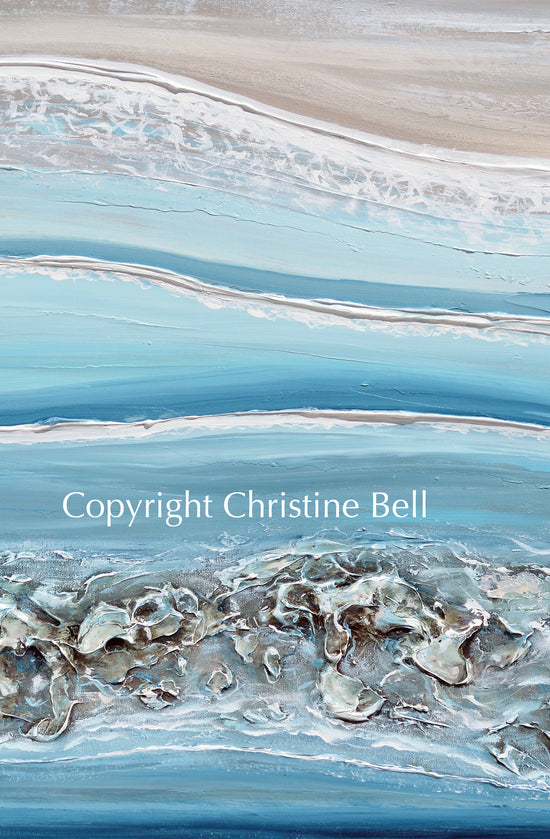 "Blue Lagoon" ORIGINAL Art Coastal Abstract Painting Textured Ocean Rocks Aerial Beach Turquoise Blue 36x36""