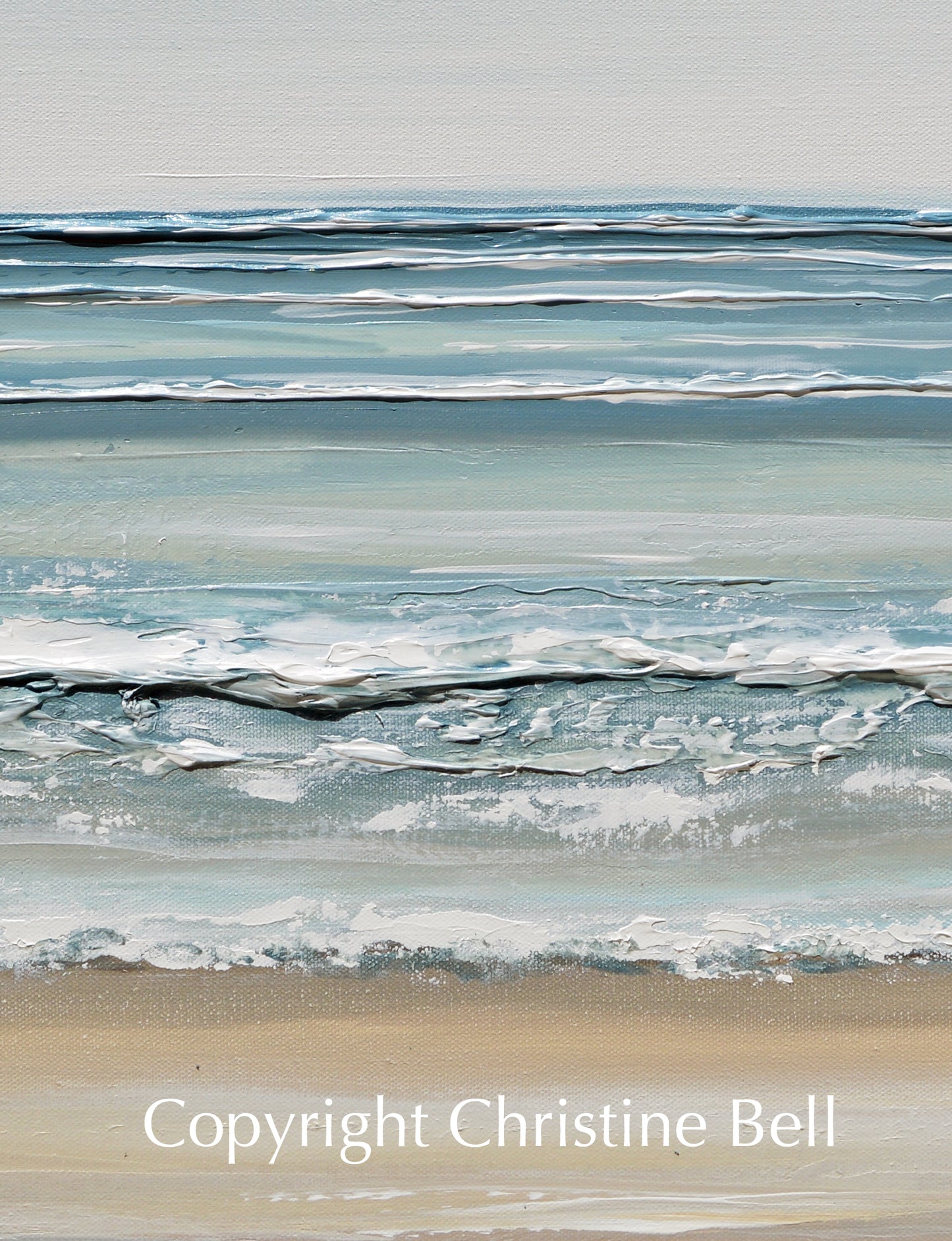 "Sea Salt" ORIGINAL Art Coastal Abstract Painting Textured Ocean Waves Beach Seafoam Green Blue White 30x24"
