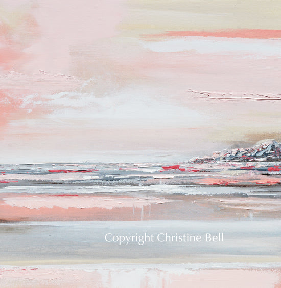 "Romantic Impressions" ORIGINAL Art Pink White Grey Beige Coastal Abstract Painting Coastal Wall Art 30x40"