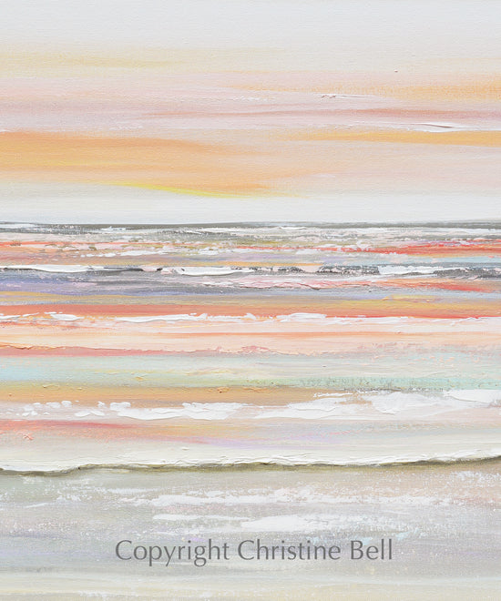 Load image into Gallery viewer, &amp;quot;Tangerine Dreams&amp;quot; ORIGINAL Art Coastal Abstract Painting Coral Pink Grey White Grey Beige Wall Art 40x30&amp;quot;
