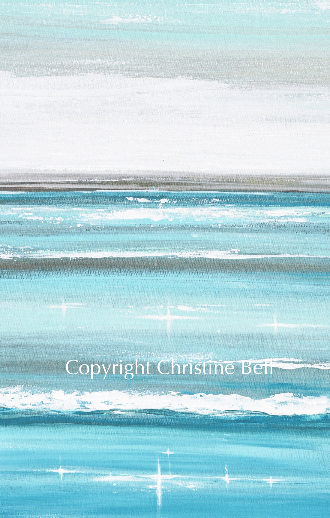 ORIGINAL Abstract Ocean Painting Coastal Blue White Seascape Beach Art ...