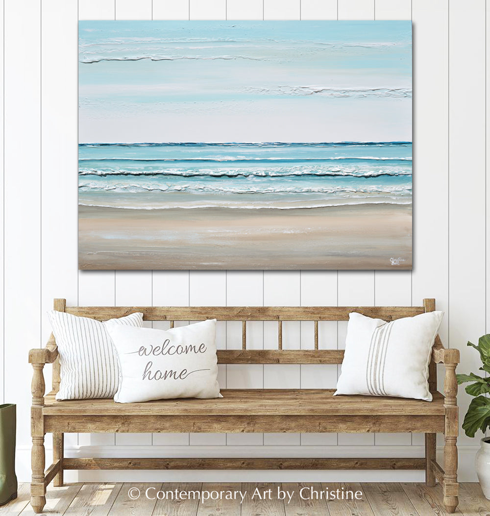 Load image into Gallery viewer, &amp;quot;California Dreamin&amp;#39;&amp;quot; ORIGINAL Art Coastal Abstract Painting Textured Seascape Beach Aqua Blue White XL 48x36&amp;quot;
