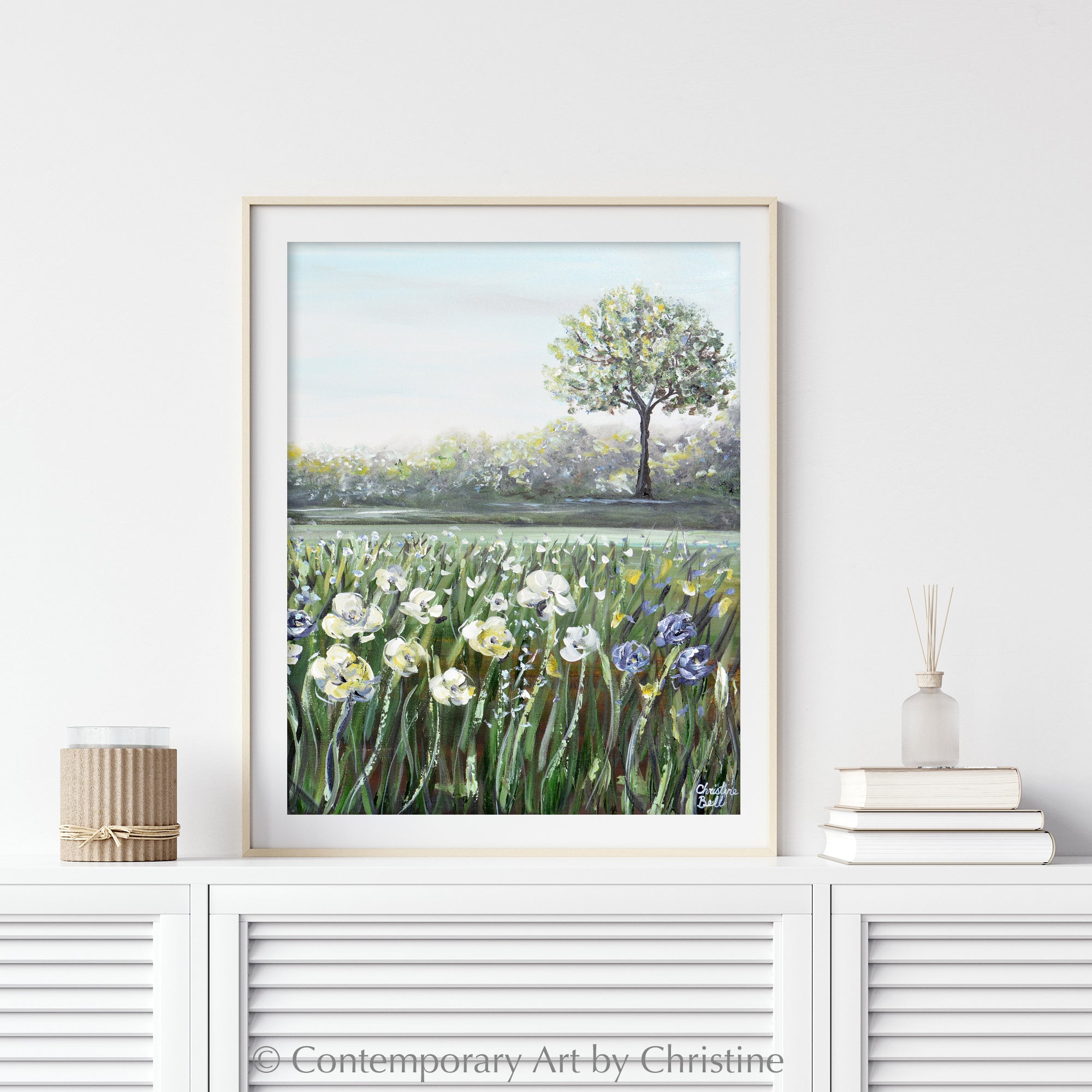 Giclee Print Abstract Landscape Painting Trees Flowers Home Wall Decor ...