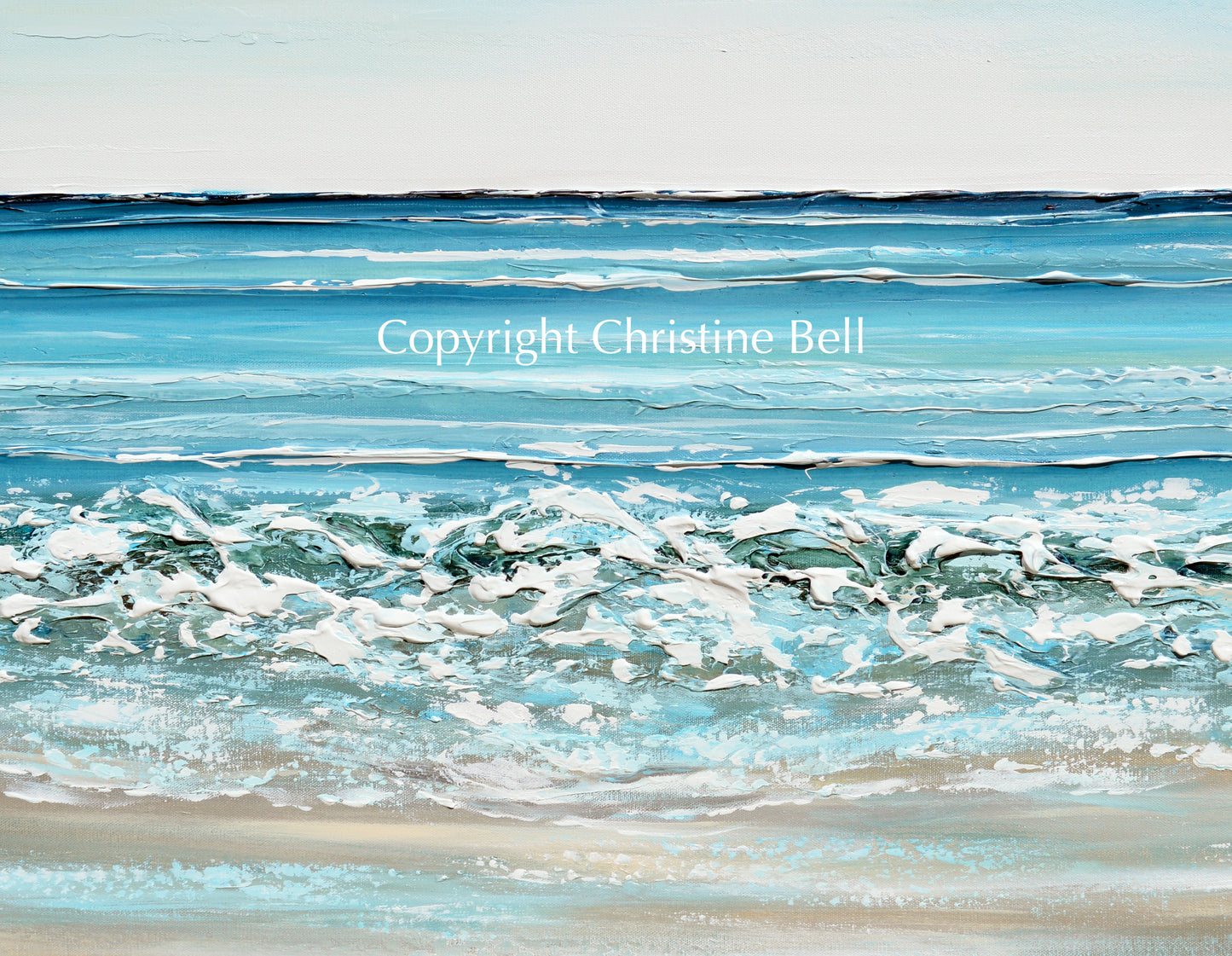 DEPOSIT FOR MERRILL- "At the Seaside" ORIGINAL Art Coastal Abstract Painting Textured Beach Ocean Waves Blue 48x30"