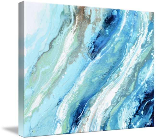 Giclee Print Abstract Painting Blue White Ocean Beach Decor Canvas Art