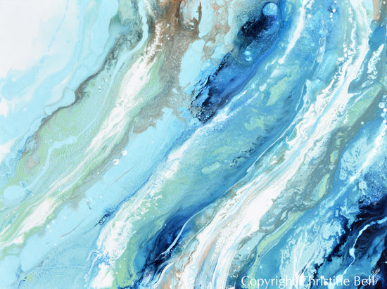"Pacific Blue II" GICLEE PRINT Art Blue White Turquoise Coastal Abstract Painting Horizontal Wall Art