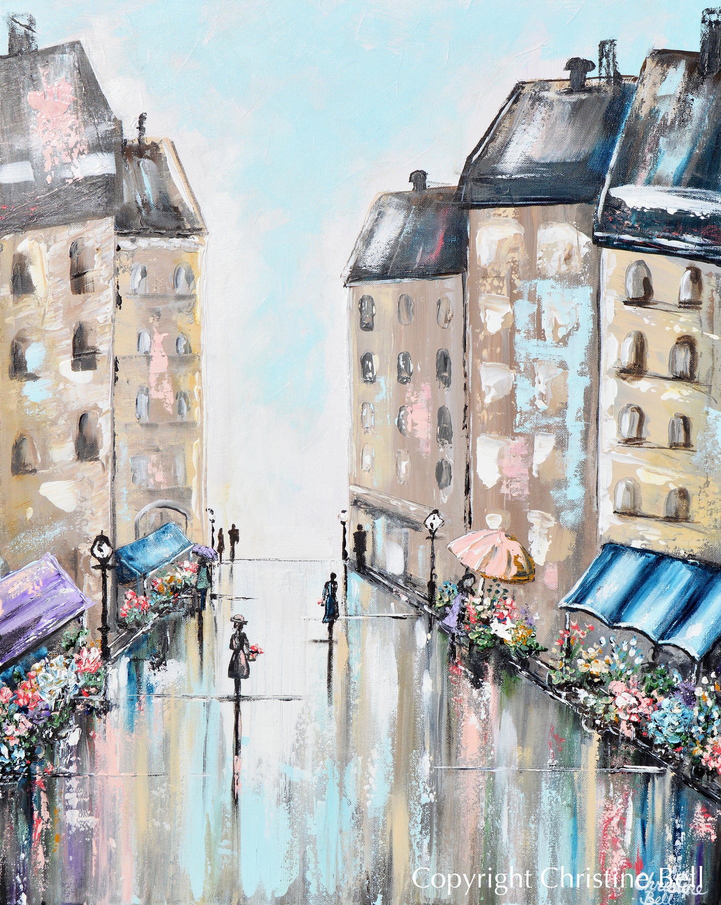 Art Abstract Painting Canvas Print Couple Umbrella Romantic Walk Rain –  Contemporary Art by Christine