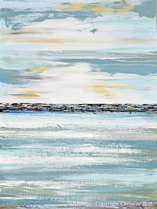 Load image into Gallery viewer, &amp;quot;Contentment&amp;quot; ORIGINAL Art Coastal Abstract Painting Textured Light Blue Teal White 30x40&amp;quot;

