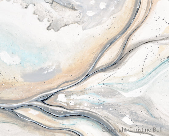 "Coastal Visions" ORIGINAL Art Neutral Coastal Abstract Painting White Beige Grey Aqua 36x36""
