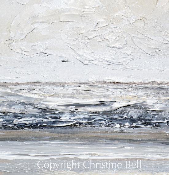 Load image into Gallery viewer, &amp;quot;Misty Day&amp;quot; ORIGINAL Art Abstract Painting Textured Neutral White Beige Grey Coastal Landscape Seascape 40x30&amp;quot;
