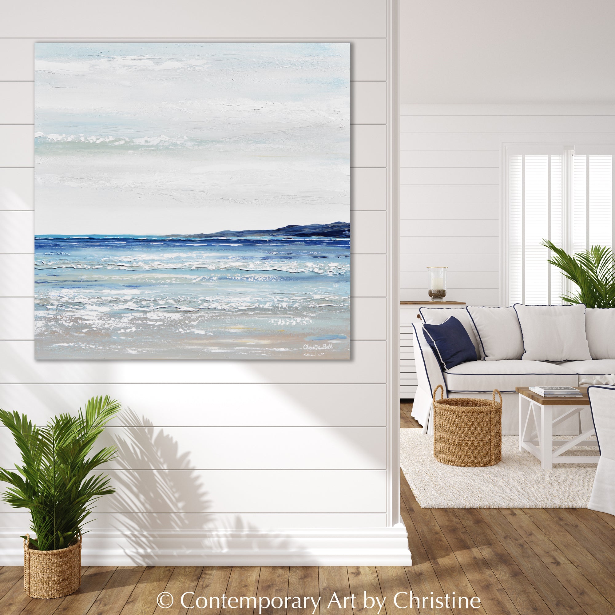 ORIGINAL Abstract Painting Seascape Coastal Wall Art Beach Home Decor