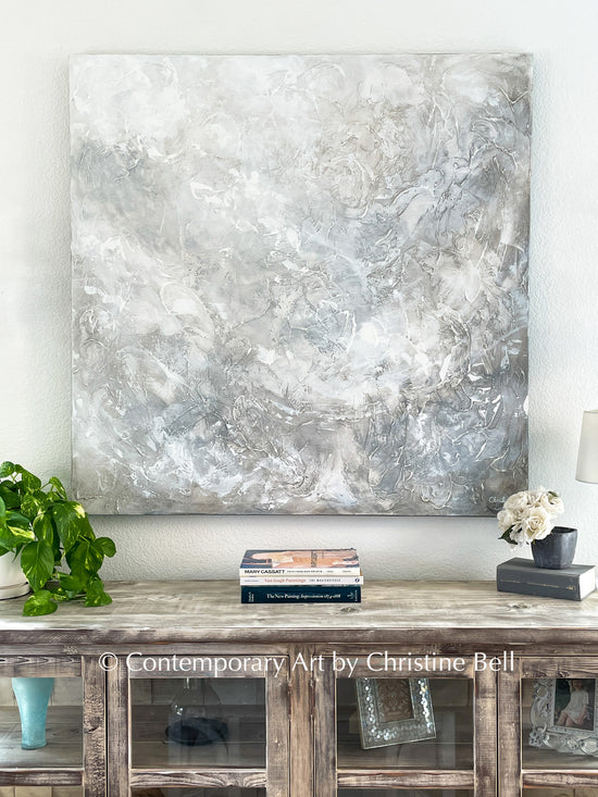 "Au Naturale" Original Neutral Abstract Painting, Highly Textured, XL 48x48"