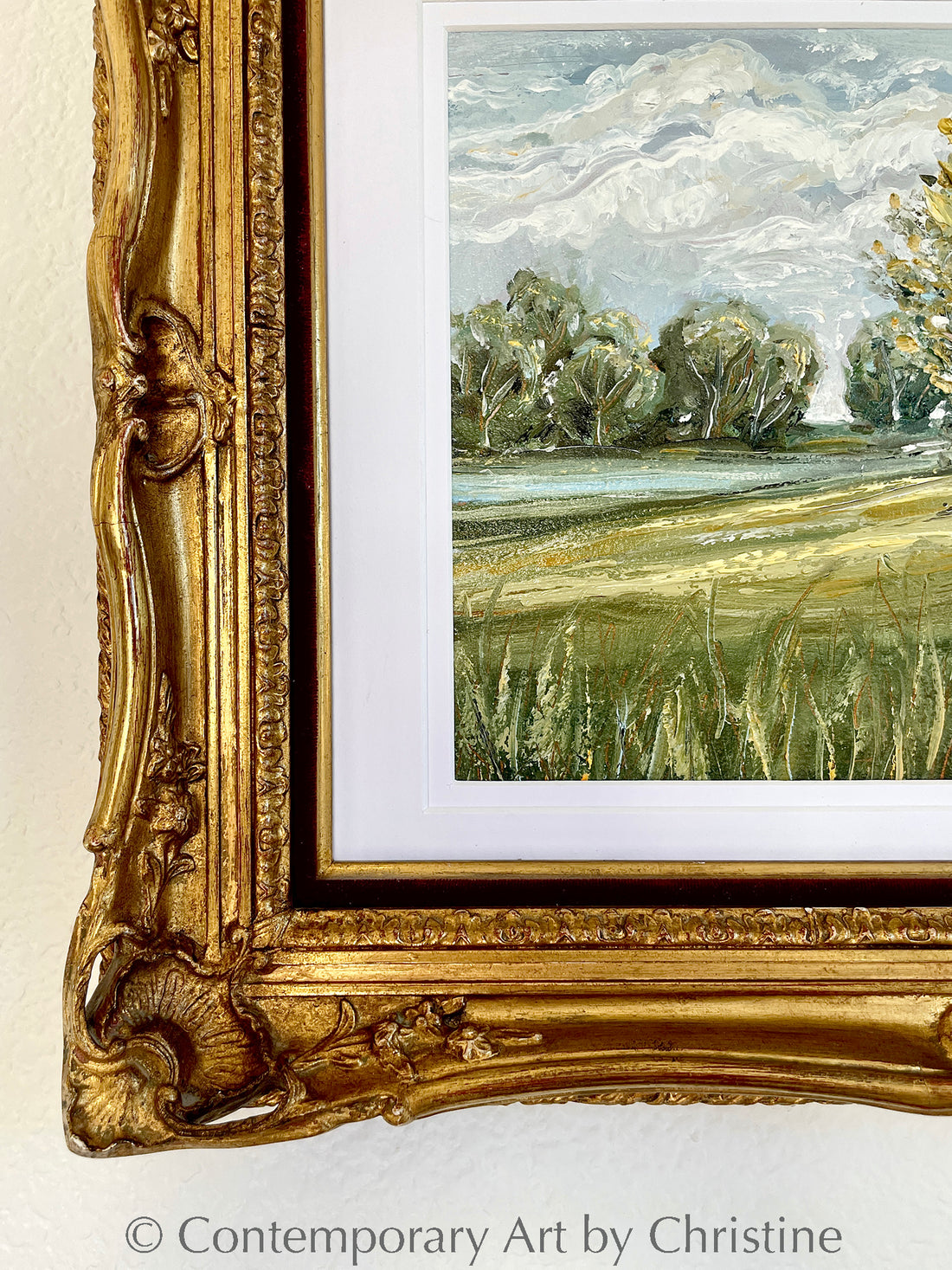 Original Oil Painting Framed Art Landscape Gold Antique French Frame