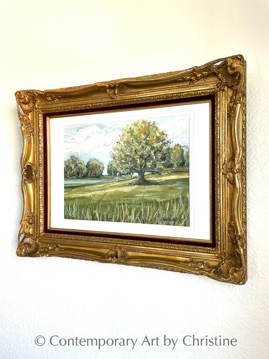 "Our Special Place" FRAMED ORIGINAL Landscape Painting, ANTIQUE Gold Gilt Frame