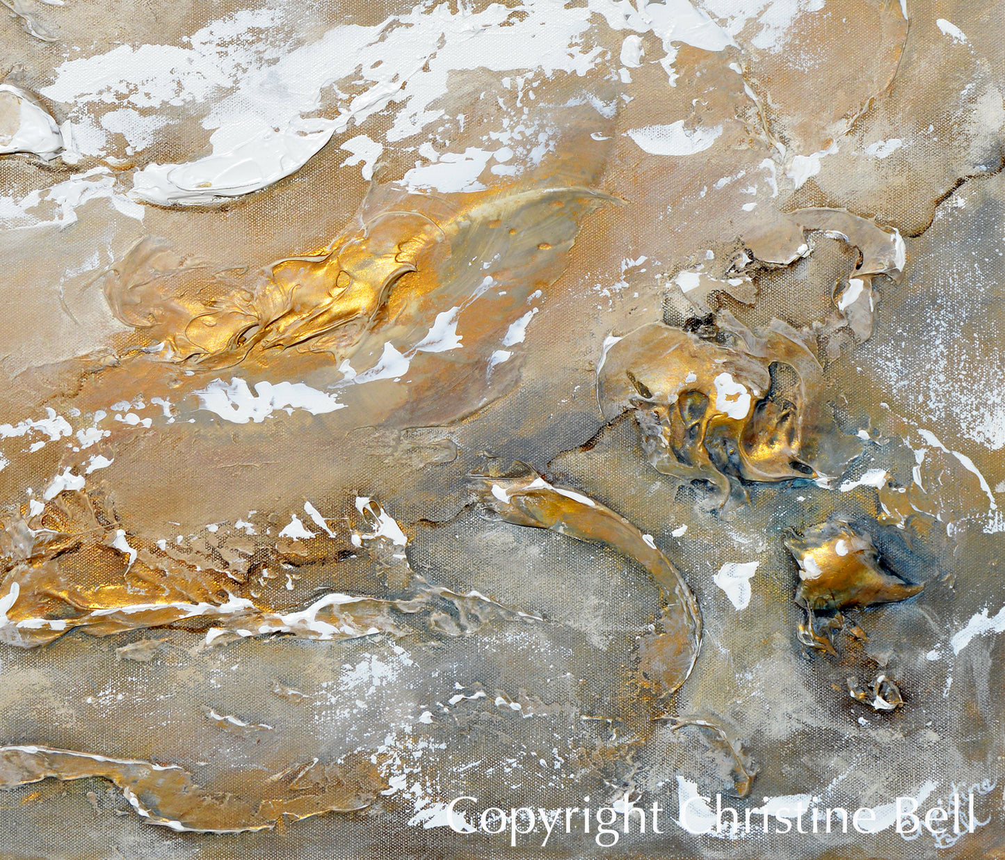 "Weathered the Storm" ORIGINAL Art Neutral Textured Coastal Abstract Painting White Beige Grey Taupe Gold 24x30"