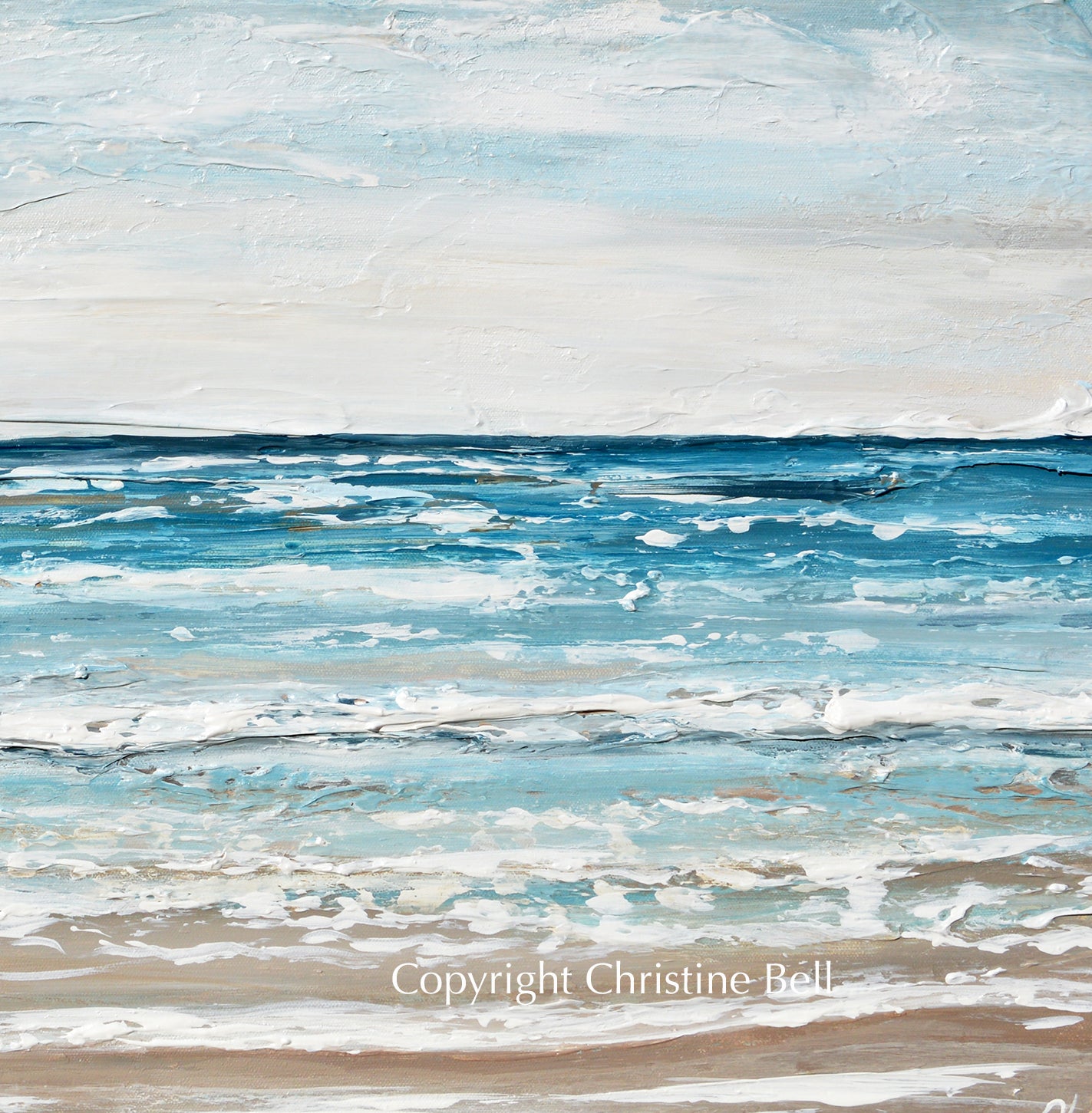 Beach Abstract ORIGINAL Abstract Ocean Painting Seascape Coastal Wall Art Beach Decor ...