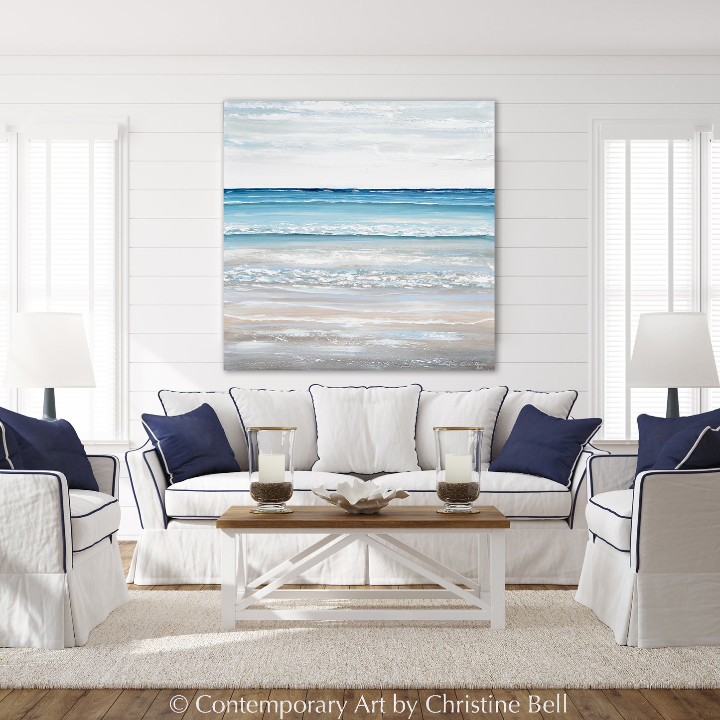 "Santa Barbara" ORIGINAL Textured Seascape Painting XL 48x48"
