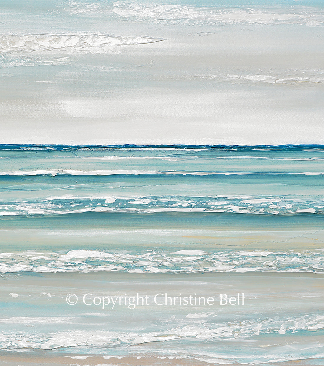 ORIGINAL Abstract Painting Seascape Coastal Beach Aqua Blue Wall Art