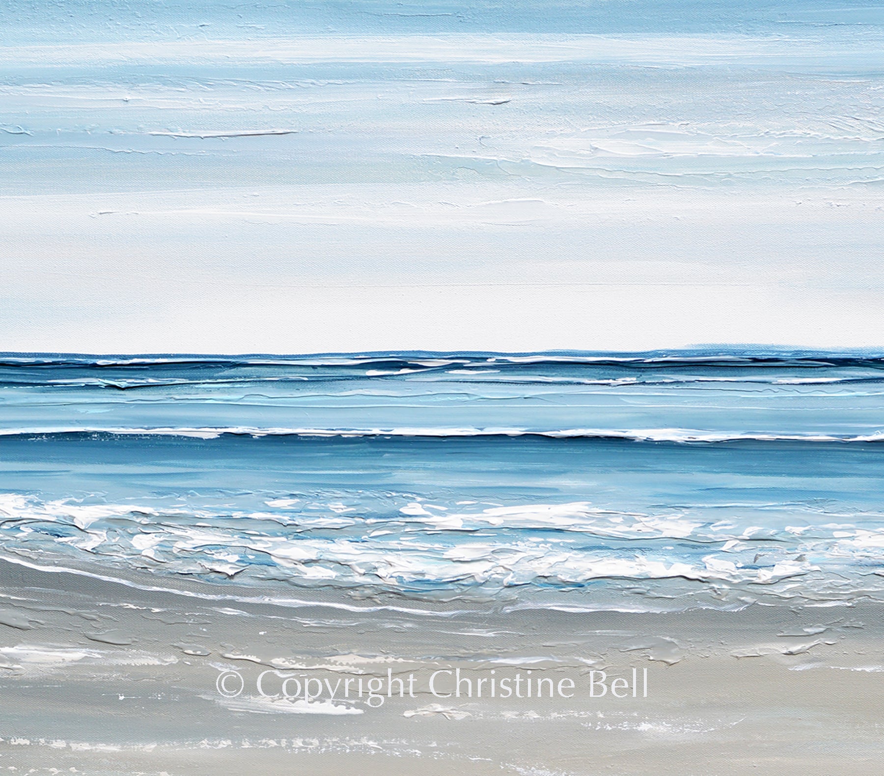 ORIGINAL Abstract Ocean Painting Seascape Coastal Blue Wall Art Decor ...