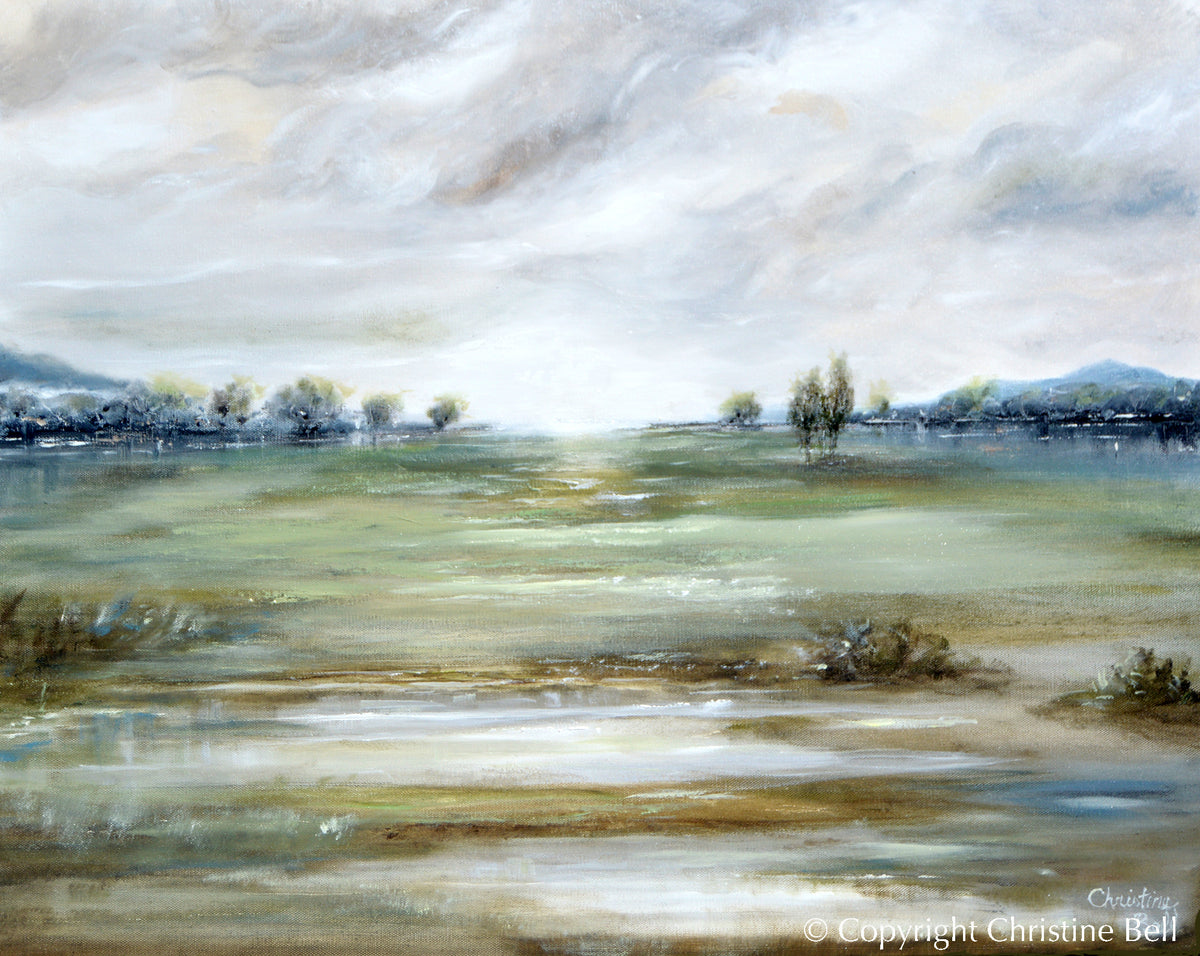 ORIGINAL Landscape Oil Painting Sunlight Trees Modern Wall Art Decor ...