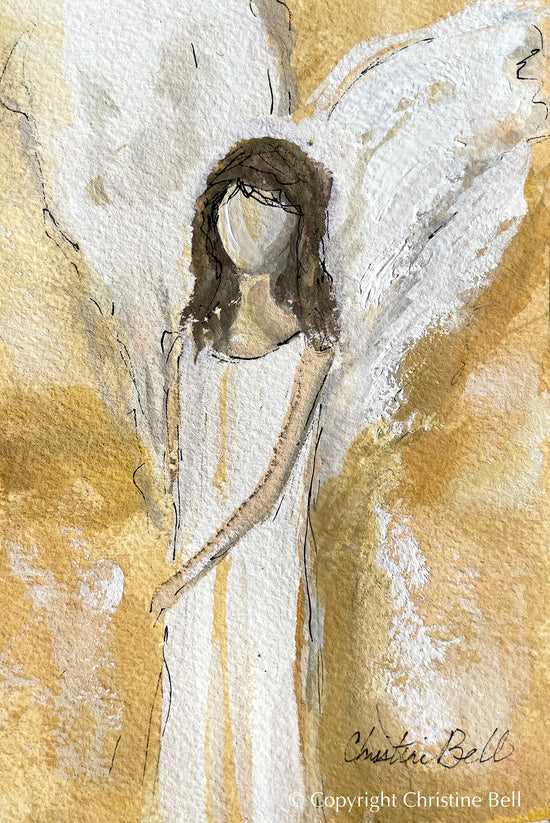 Load image into Gallery viewer, &amp;quot;Take My Hand&amp;quot; ORIGINAL ANGEL PAINTING in Acrylic Block Frame
