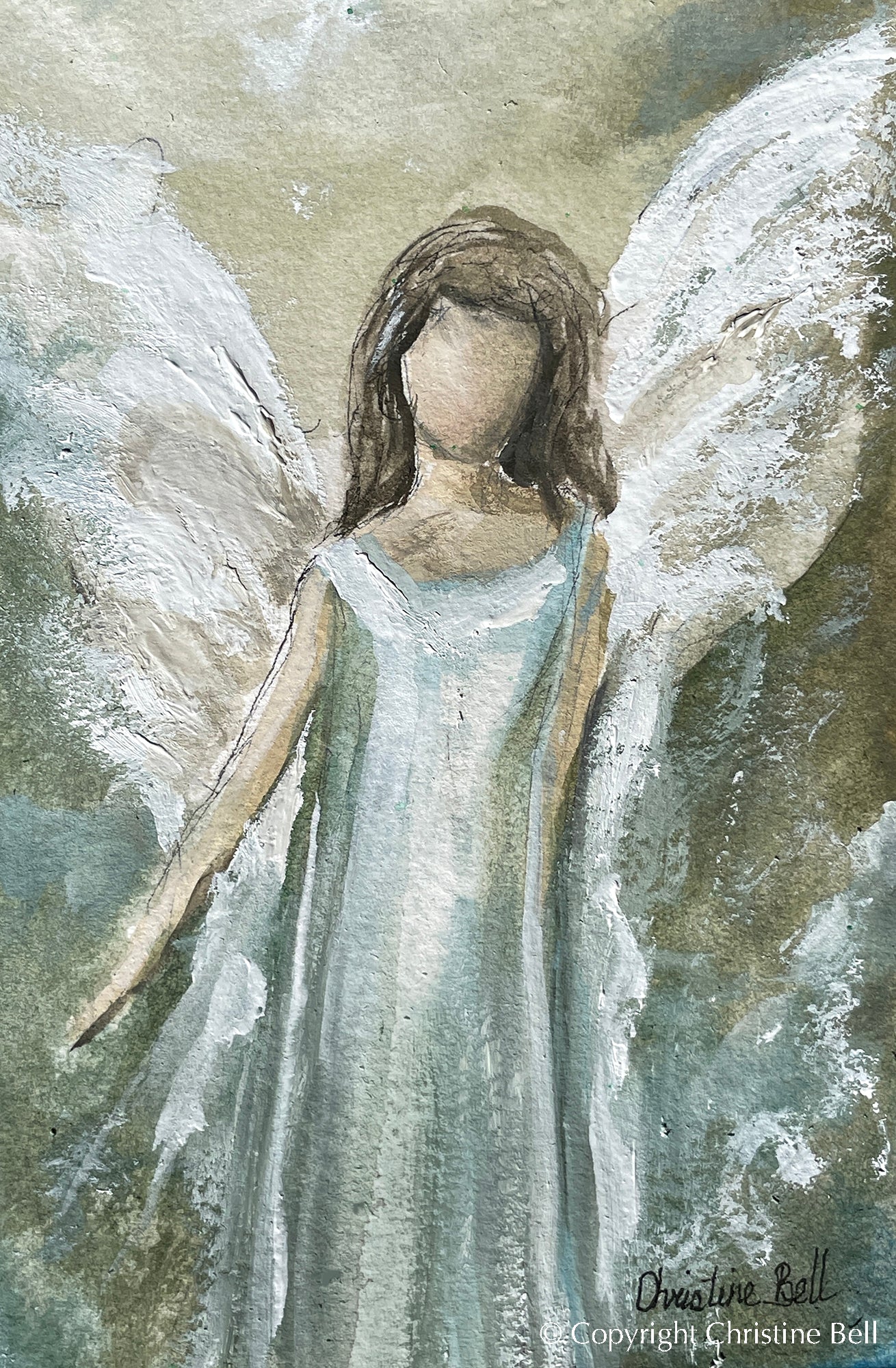 "Let Me Lead You" ORIGINAL ANGEL PAINTING in Acrylic Block Frame