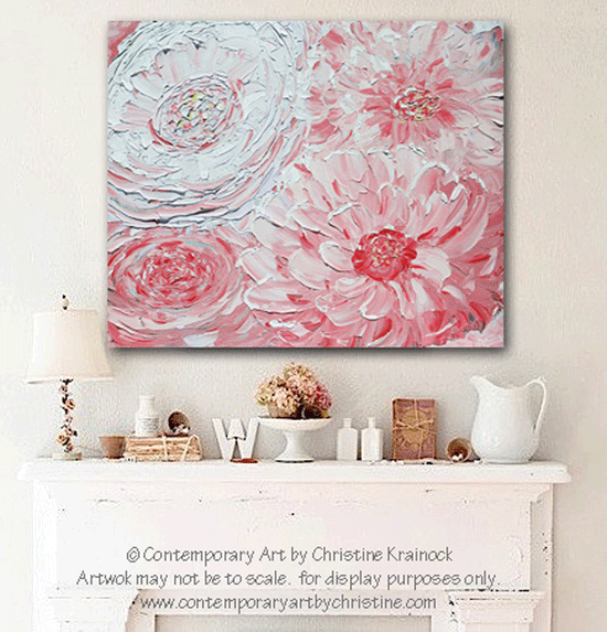 GICLEE PRINT Art Abstract Pink Peony Painting Peonies Flowers Lavender White Floral Canvas Prints - Christine Krainock Art - Contemporary Art by Christine - 2
