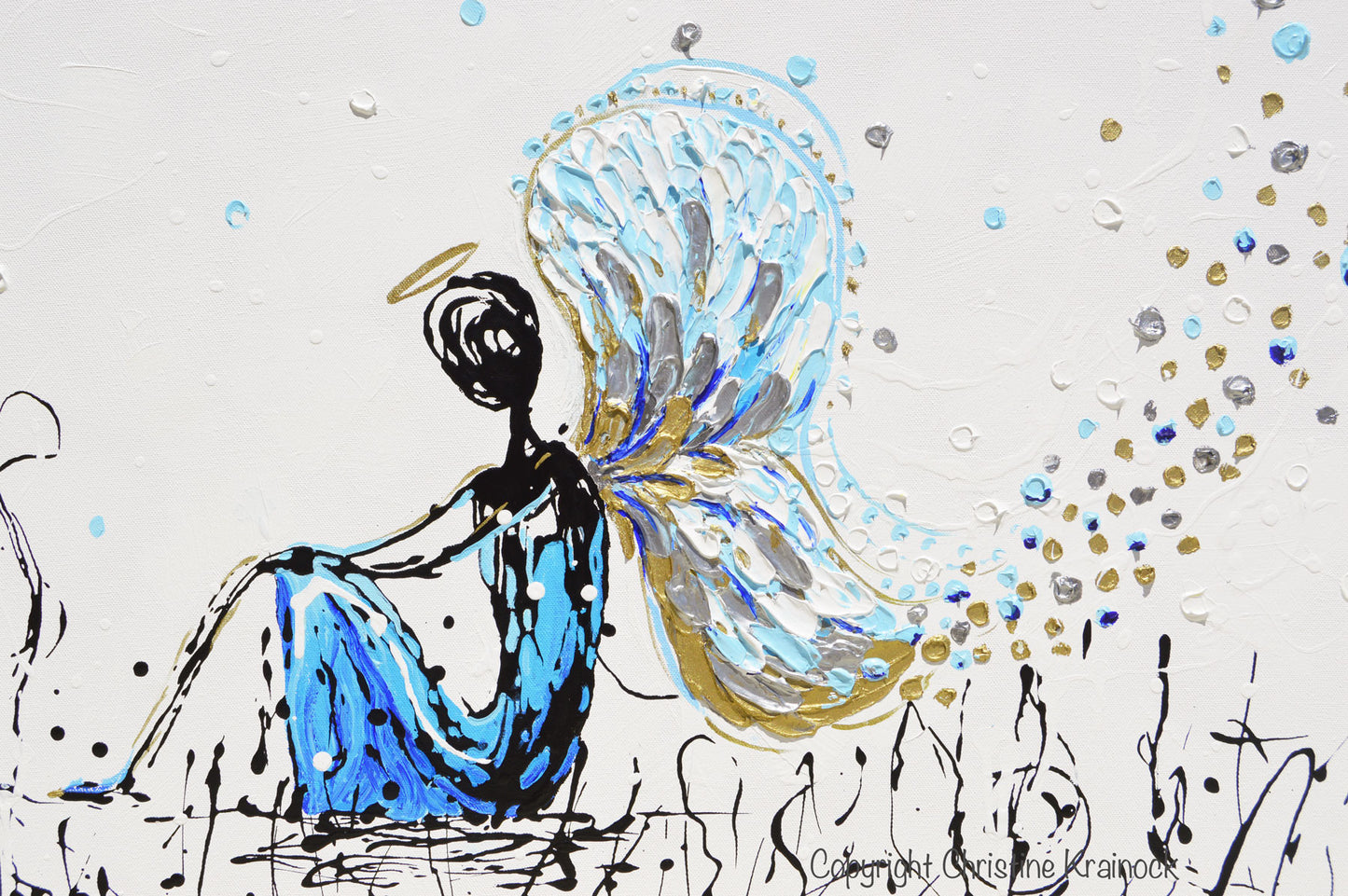GICLEE PRINT Art Abstract Angel Painting Praying Angel Wall Art~ Joyful Heart Foundation Charity - Christine Krainock Art - Contemporary Art by Christine - 4