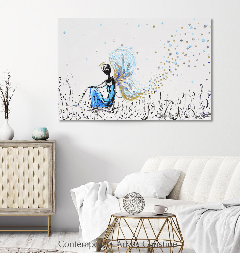 Load image into Gallery viewer, &amp;quot;Desiring Peace&amp;quot; GICLEE PRINT Art Abstract Angel Painting Praying Angel Wall Art~ UKRAINE BENEFIT Charity
