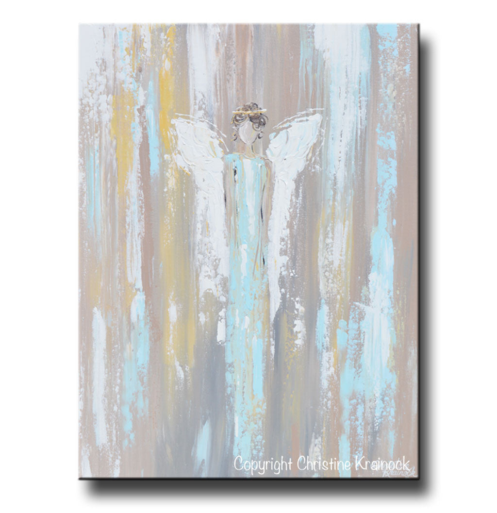 GICLEE PRINT Art Abstract Angel Painting Angel in Blue Wall Art~ Joyful Heart Foundation Charity - Christine Krainock Art - Contemporary Art by Christine - 3