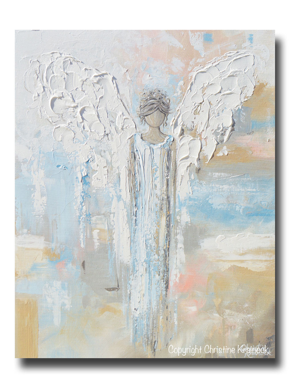 ORIGINAL Abstract Angel Painting Guardian Angel Spiritual Gift Contemporary Home Decor Wall Art 30x24" - Christine Krainock Art - Contemporary Art by Christine - 1