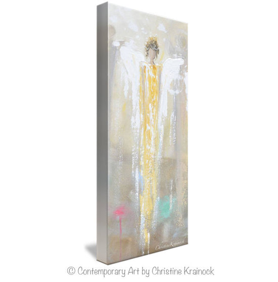 GICLEE PRINT Art Abstract Angel Painting Golden Angel Wall Art~ Joyful Heart Foundation Charity - Christine Krainock Art - Contemporary Art by Christine - 3