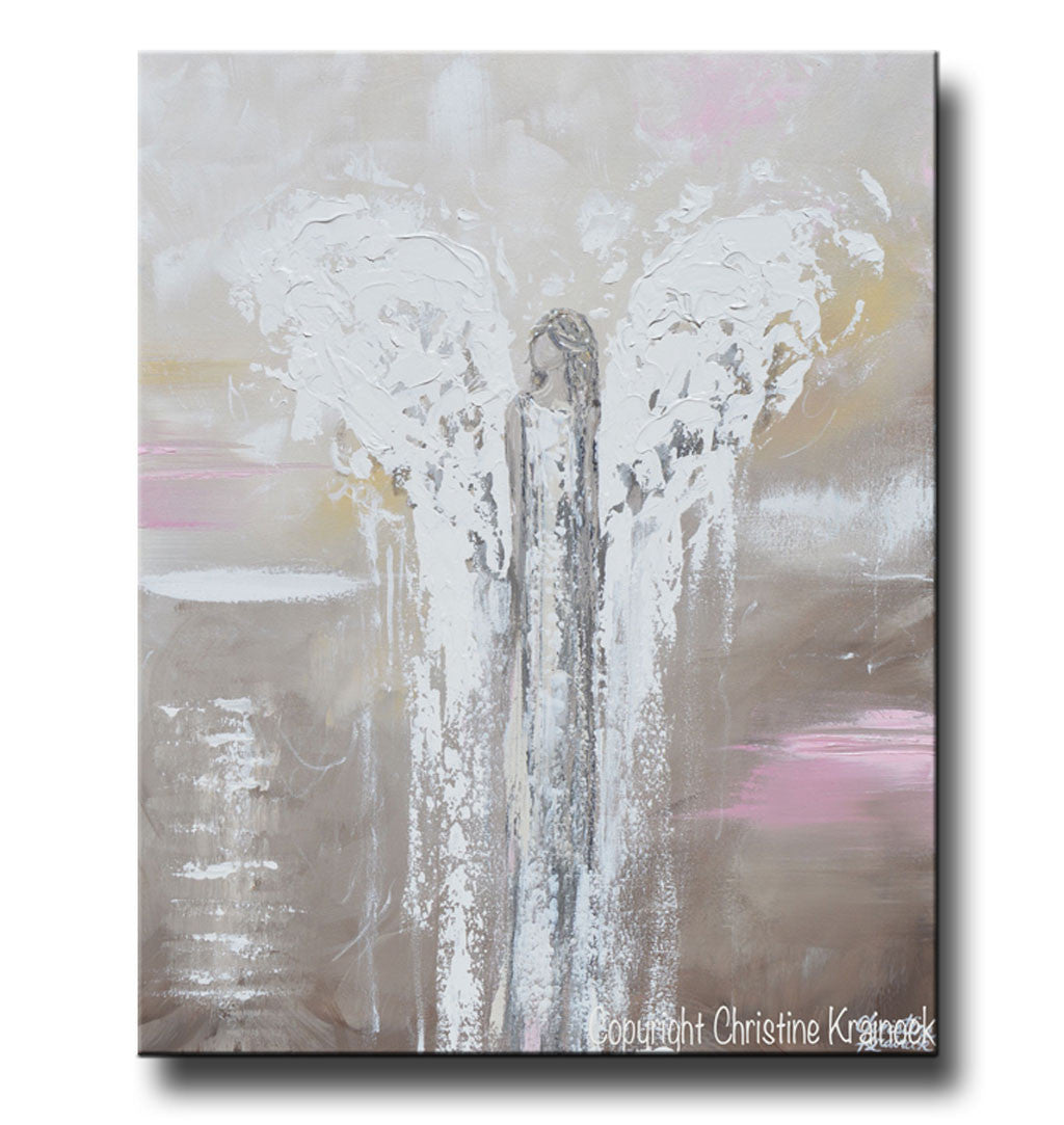 ORIGINAL Abstract Angel Painting Guardian Angel Spiritual Home Decor Wall Art 30x24"