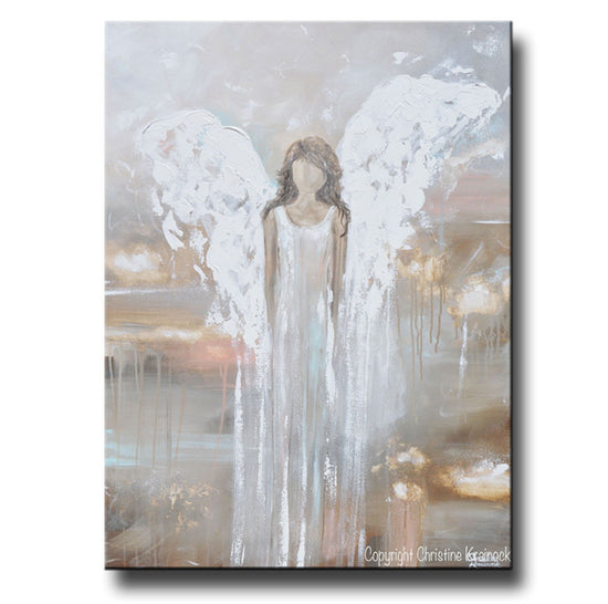 Load image into Gallery viewer, &amp;quot;Delicate Strength&amp;quot; GICLEE PRINT Abstract Angel Painting Fine Art Female Guardian Angel Home Canvas Wall Art
