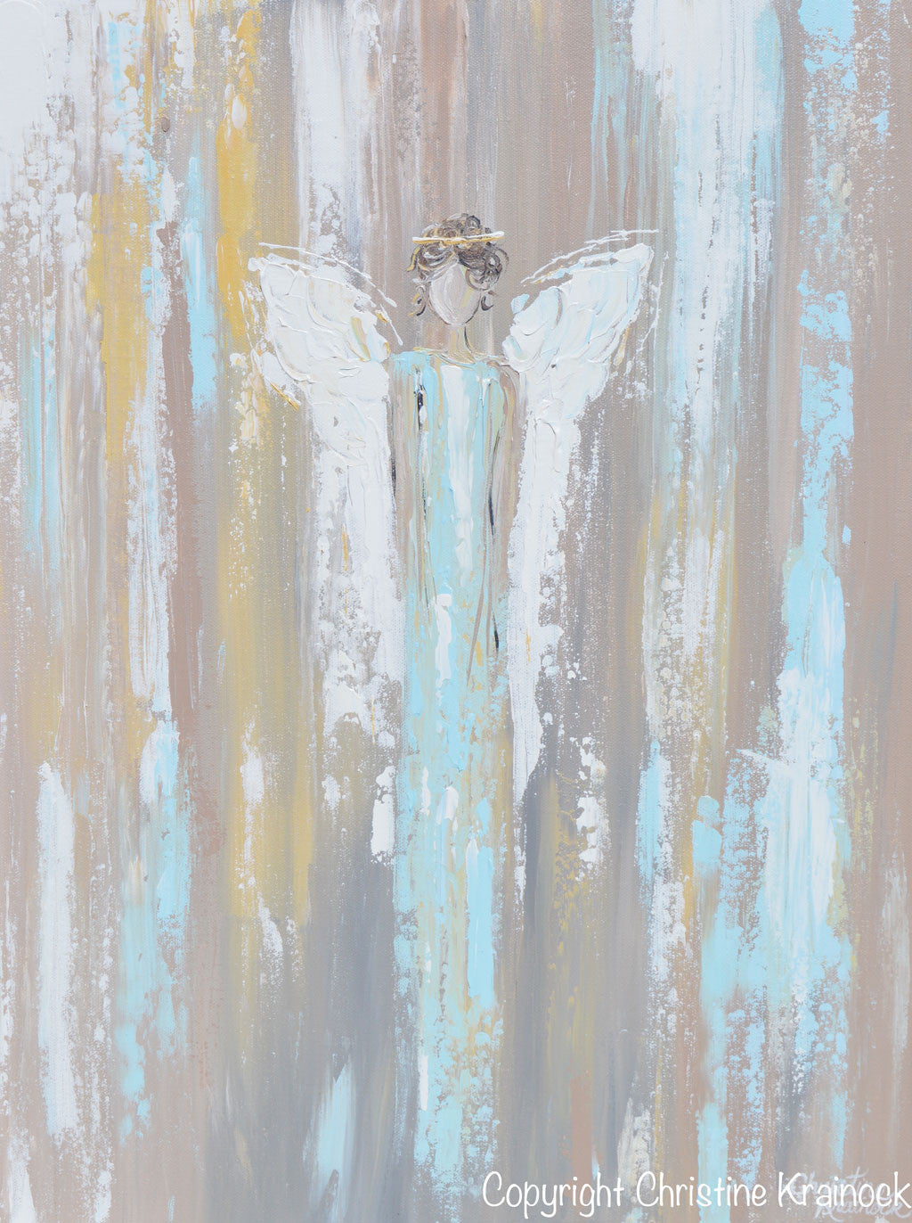GICLEE PRINT Art Abstract Angel Painting Angel in Blue Wall Art~ Joyful Heart Foundation Charity - Christine Krainock Art - Contemporary Art by Christine - 5