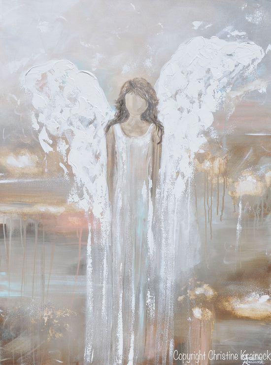 "Delicate Strength" GICLEE PRINT Abstract Angel Painting Fine Art Female Guardian Angel Home Canvas Wall Art