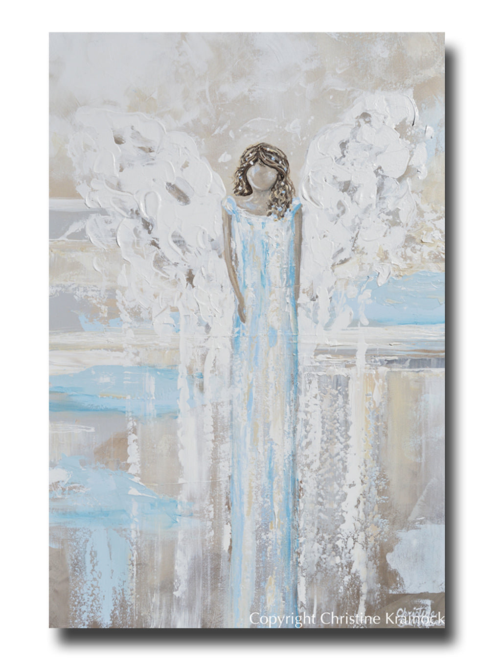 GICLEE PRINT Abstract Angel Painting Modern Home Wall Art Blue Cream ...