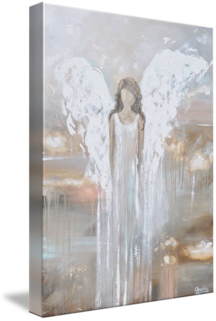 "Delicate Strength" GICLEE PRINT Abstract Angel Painting Fine Art Guardian Angel Home Canvas Wall Art